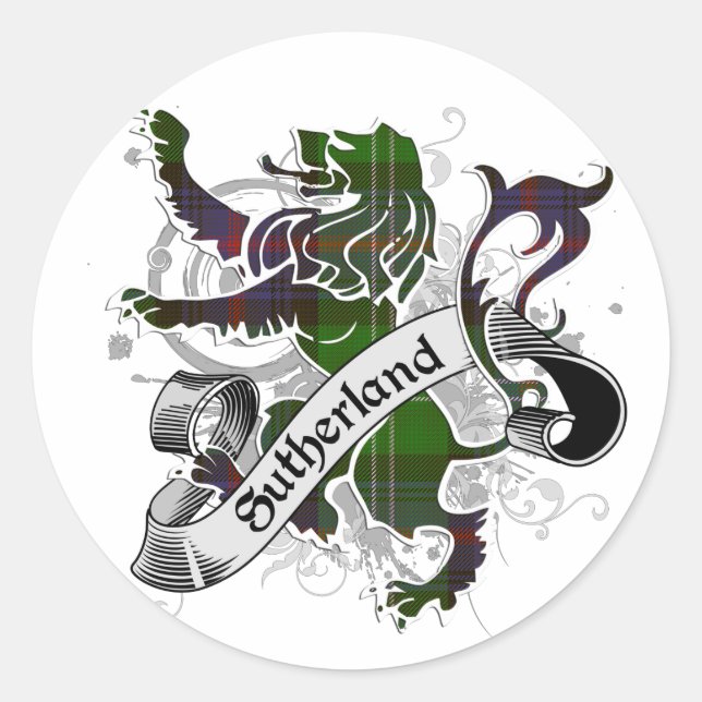 Sutherland Tartan Lion Runder Aufkleber (Vorderseite)