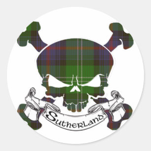 Sutherland Tartan-Schädel Runder Aufkleber
