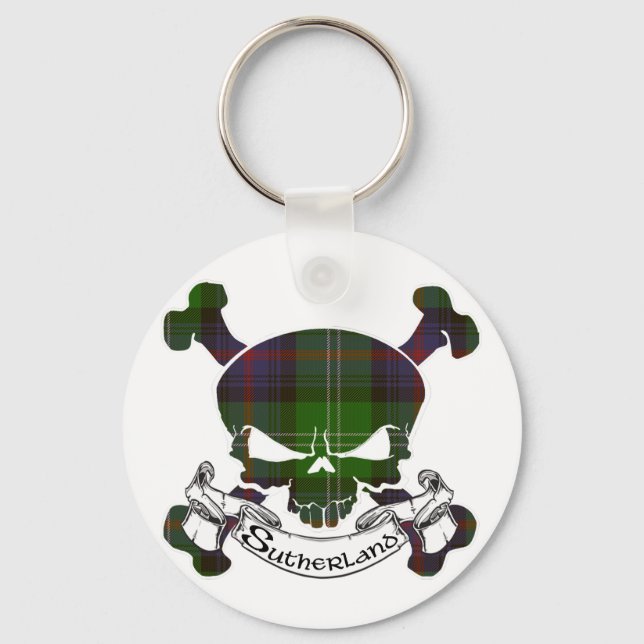 Sutherland Tartan Skull Schlüsselanhänger (Vorderseite)