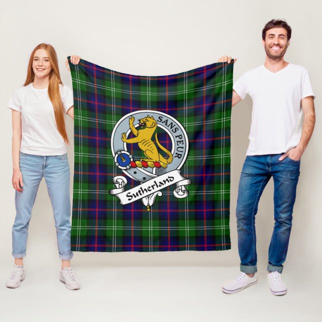 Sutherland Weathered Clan Abzeichen Tartan Kariert Fleecedecke (Beispiel)