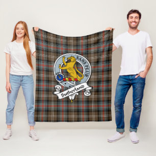 Sutherland Weathered Clan Abzeichen Tartan Kariert Fleecedecke
