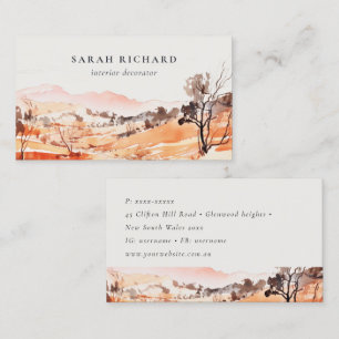 Sutle Blush Orange Aquarell Wald Berg Visitenkarte