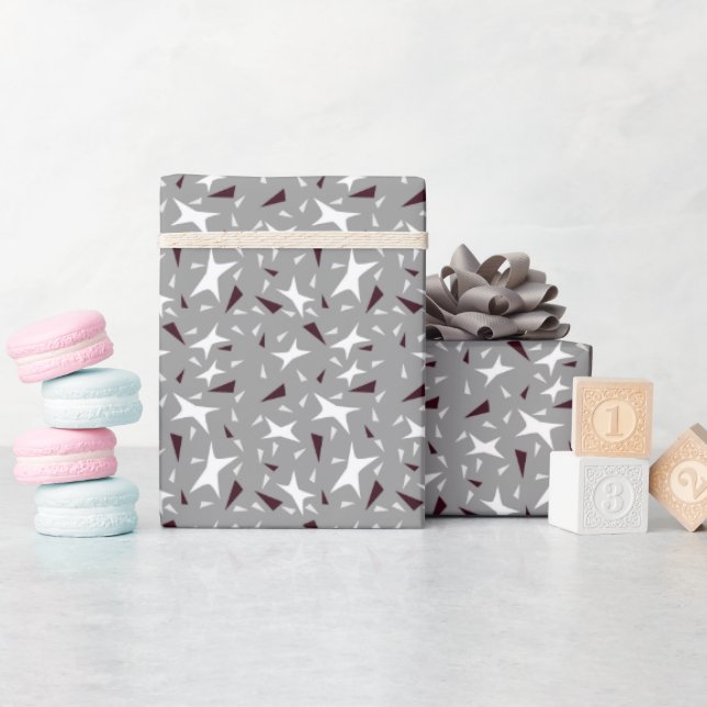 Suttil Geometry: Sterne & Dreiecke – Grau Geschenkpapier (Babyparty)