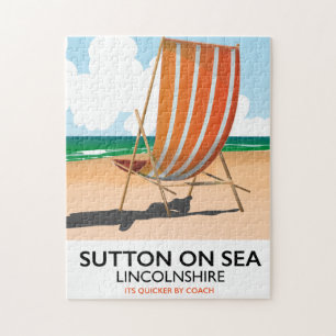 Sutton on Sea Seaside Reiseplakat. Puzzle