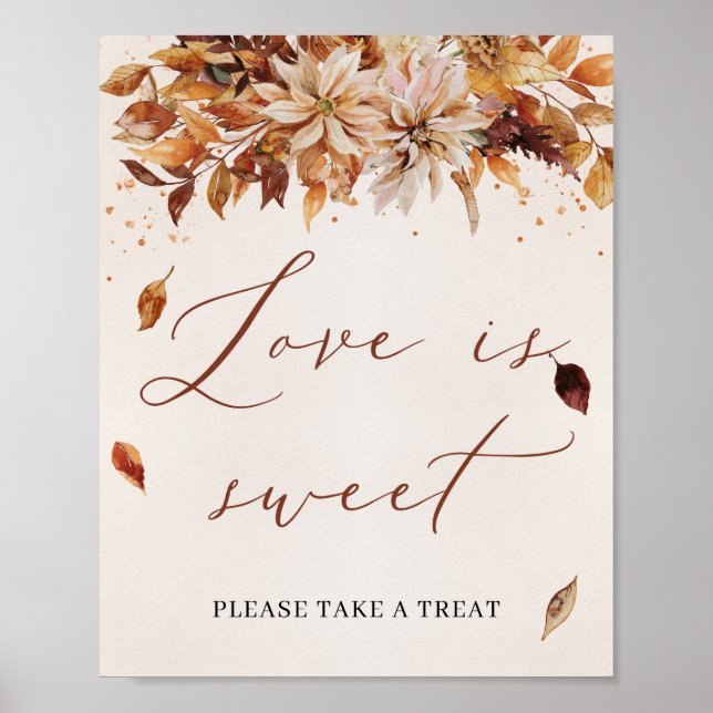 Sutumn Blume Boho Marigold Liebe ist Sweet Sign Poster (Vorne)