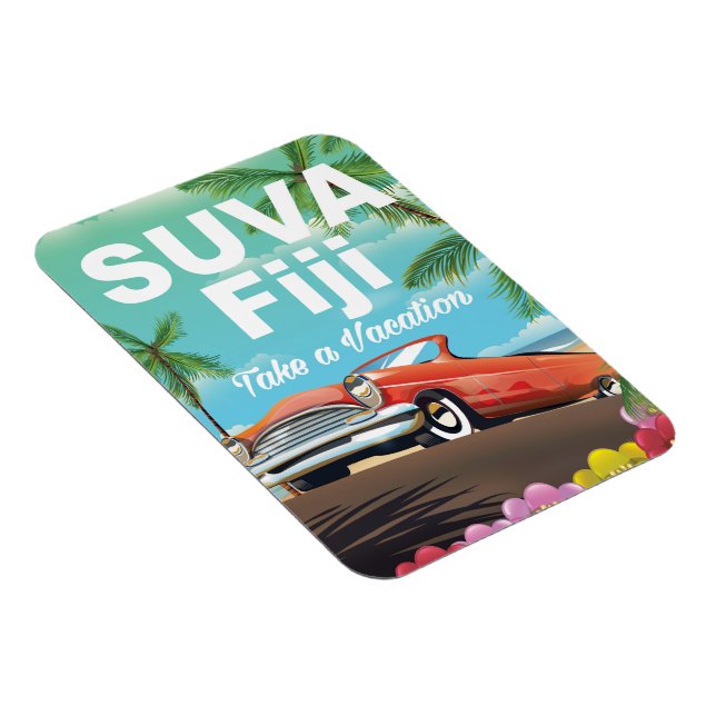 Suva, Fidschi vintage Urlaubsposter Magnet (Rechte Seite)