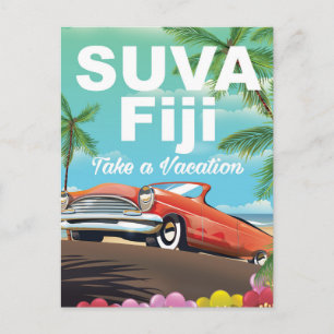 Suva, Fidschi vintage Urlaubsposter Postkarte