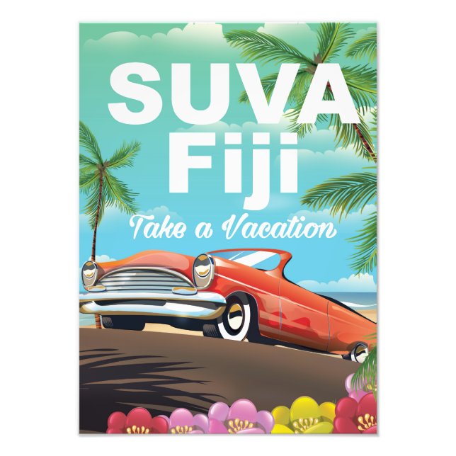 Suva, Fidschi Vintages Urlaubsposter Fotodruck (Vorne)