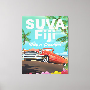 Suva, Fidschi Vintages Urlaubsposter Leinwanddruck
