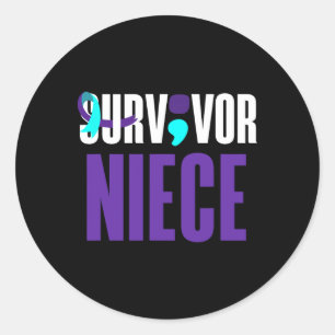 Suvivor Niece Support Suizidprävention Bewusstsein Runder Aufkleber