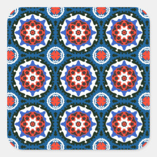 Suzani Muster mit feinem Ornament Quadratischer Aufkleber