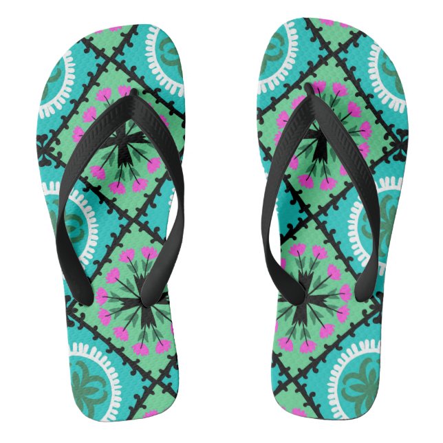 Suzani Muster mit Usbek-und Kasache-Motiven Flip Flops (Fußbett)