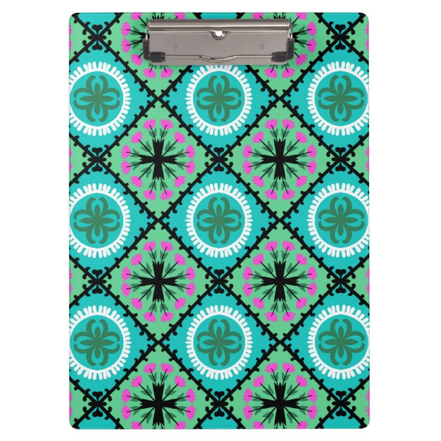 Suzani Muster mit Usbek-und Kasache-Motiven Klemmbrett (Vorderseite)