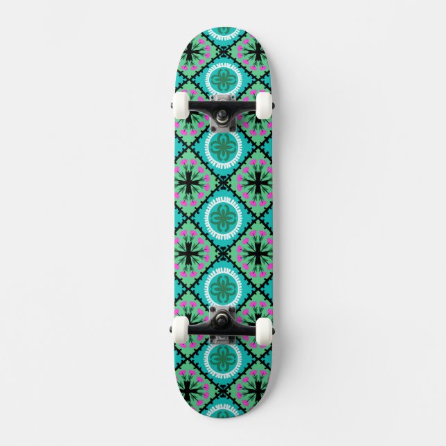 Suzani Muster mit Usbek-und Kasache-Motiven Skateboard (Vorderseite)