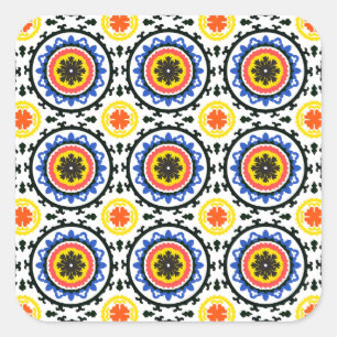 Suzani Pattern Quadratischer Aufkleber