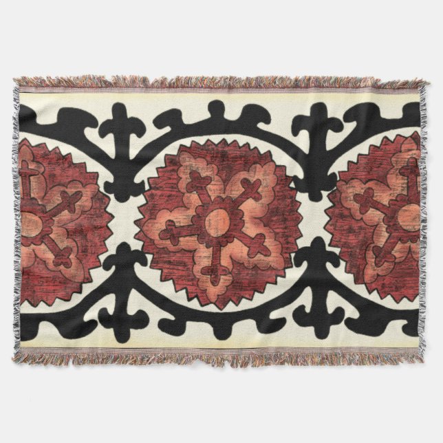 Suzani Style Decoration Blumenmuster Decke (Vorderseite)
