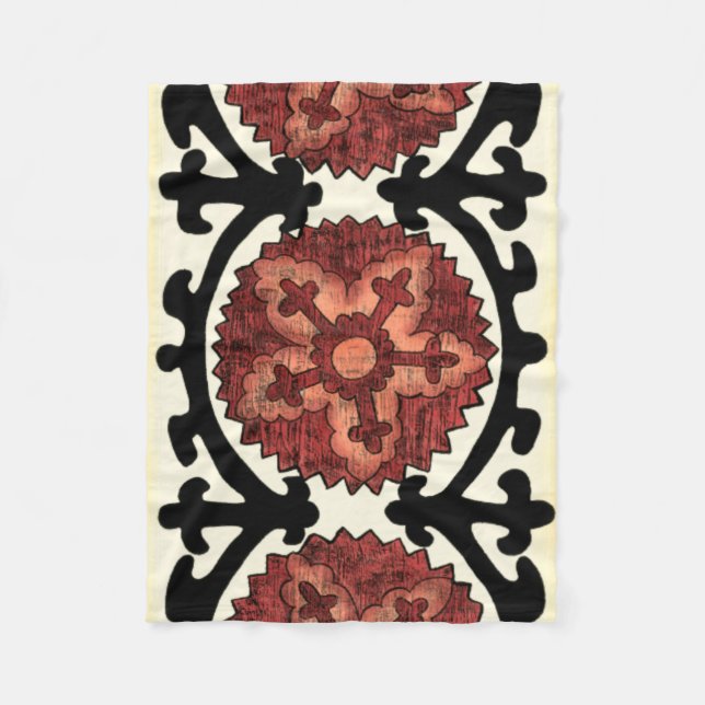 Suzani Style Decoration Blumenmuster Fleecedecke (Vorderseite)