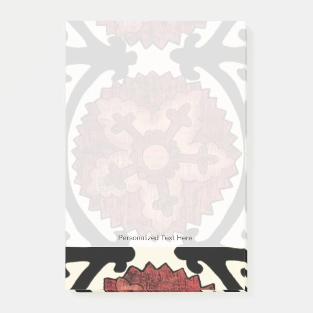 Suzani Style Decoration Blumenmuster Post-it Klebezettel (Vorderseite)