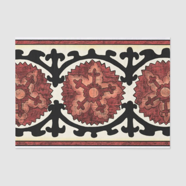 Suzani Style Decoration Blumenmuster Seidenpapier (Vorderseite)