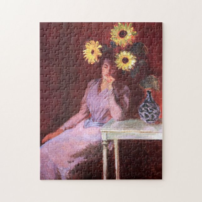 Suzanne Hoschedé mit Sonnenblumen Puzzle (Vertikal)