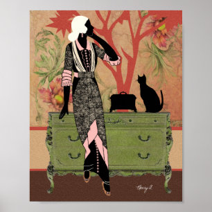 Suzanne in Orange & Green Poster