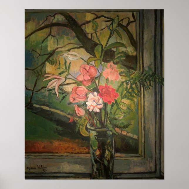 Suzanne Valadon Blume vor einem Fenster Poster (Vorne)