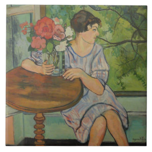 Suzanne Valadon Young Girl vor einem Fenster Fliese