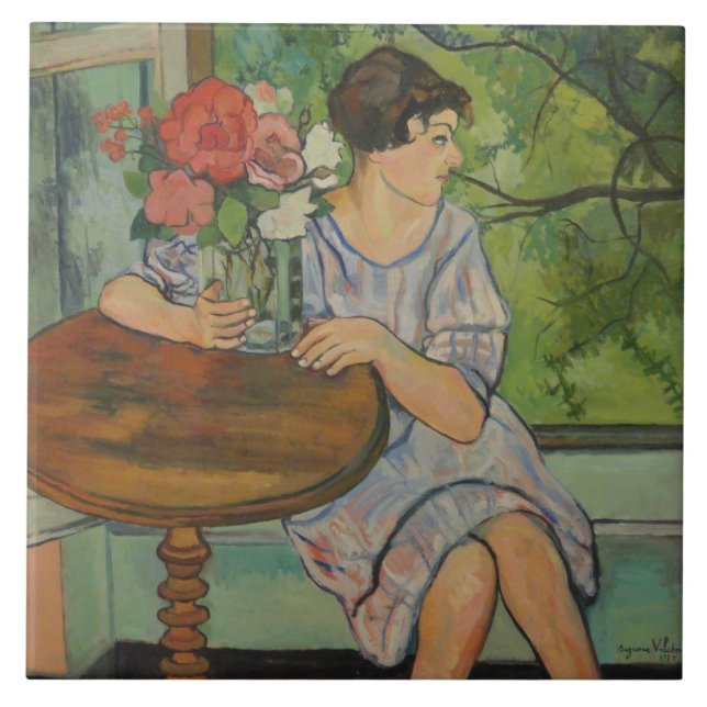 Suzanne Valadon Young Girl vor einem Fenster Fliese (Vorderseite)