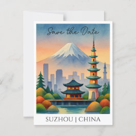 Suzhou China Wasserfarbe Save the Date Postkarte