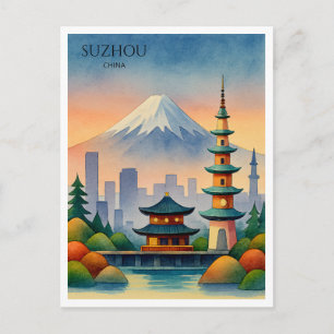 Suzhou China Wasserfarbenreise Souvenir Feiertagspostkarte