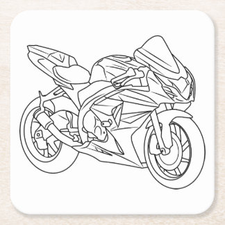 Suzuki GSX-R Line art Rechteckiger Pappuntersetzer