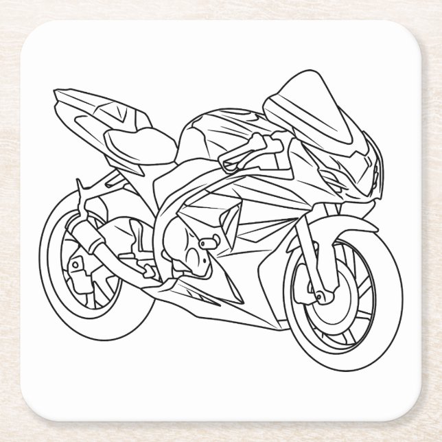 Suzuki GSX-R Line art Rechteckiger Pappuntersetzer (Vorderseite)