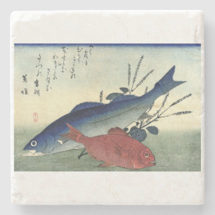 Suzuki & Kimmedai - Japanischer Fisch aus Hiroshig Steinuntersetzer