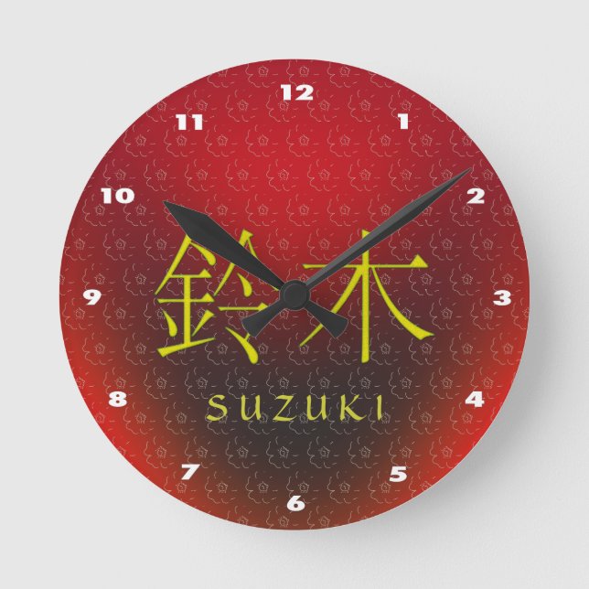 Suzuki-Monogramm Runde Wanduhr (Vorderseite)