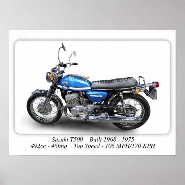 Suzuki T500 Classic Motorrad - A3-Großdruck Poster (Vorne)