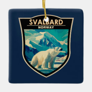 Svalbard Norwegen Eisbär Reise Kunst Vintage Keramikornament