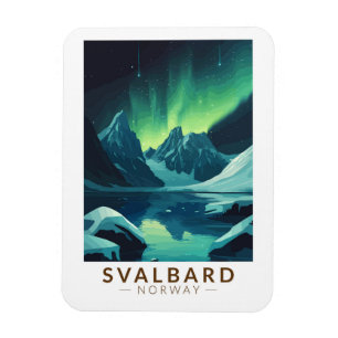 Svalbard Norwegen Nord Lights Travel Art Vintag Magnet