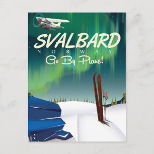 Svalbard Norwegen Nordlichter Reiseplakat Postkarte