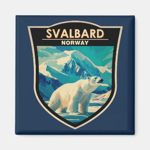 Svalbard Norwegen Polar Bear Travel Art Vintag Magnet