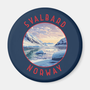 Svalbard Norwegen Retro Distressed Circle Magnet