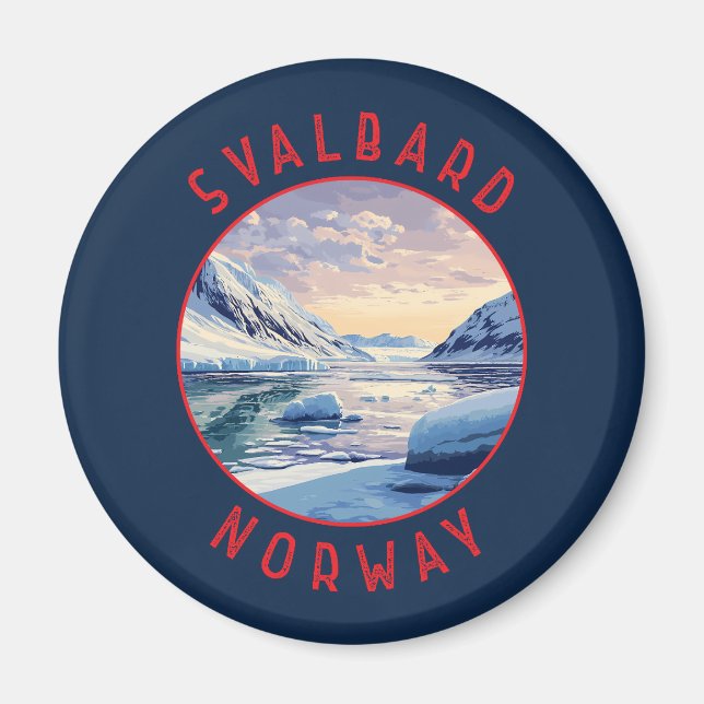 Svalbard Norwegen Retro Distressed Circle Magnet (Vorne)