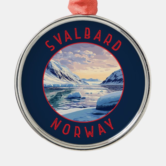 Svalbard Norwegen Retro Distressed Circle Ornament Aus Metall (Vorne)