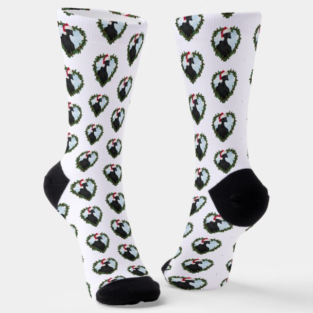 Svart Hona Hühner-Weihnachtskranz Socken (Gewinkelt)