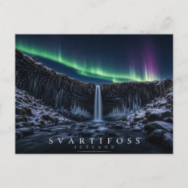 Svartifoss Schwarze Fälle Island Nordlichter Postkarte