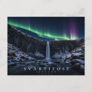 Svartifoss Schwarze Fälle Island Nordlichter Postkarte