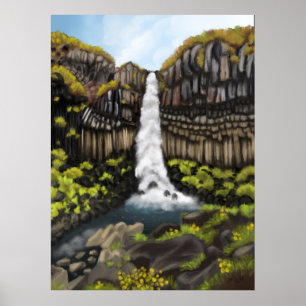 Svartifoss Serenity: Isländische Wasserfall Wonder Poster