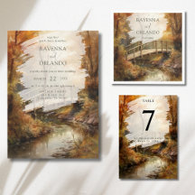Rustic Autumn Woodland Bridge 
