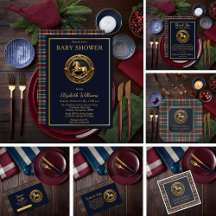 Preppy Equestrian Rocking Horse Plaid Baby Shower