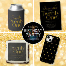 Elegant Black and Gold 21st Birthday Party Suite