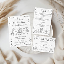 Hand Drawn Romantic Whimsical Wedding Collection